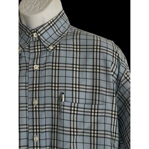 BURBERRY‎ LONDON Shirt Size M Mens Blue Nova Check Plaid Made in USA